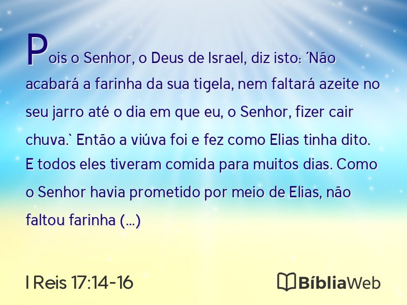 I Reis 17:14-16 em imagem para compartilhar
