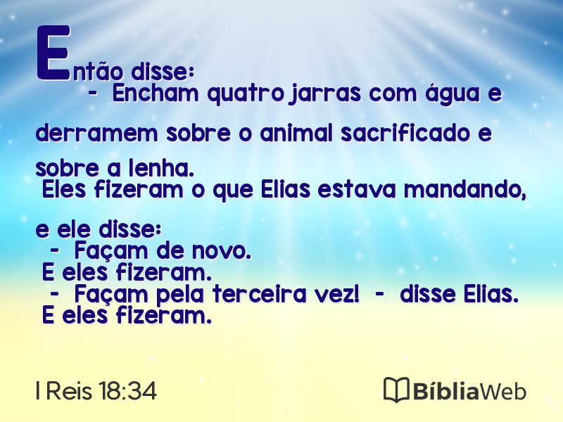 I Reis 18:34 em imagem para compartilhar