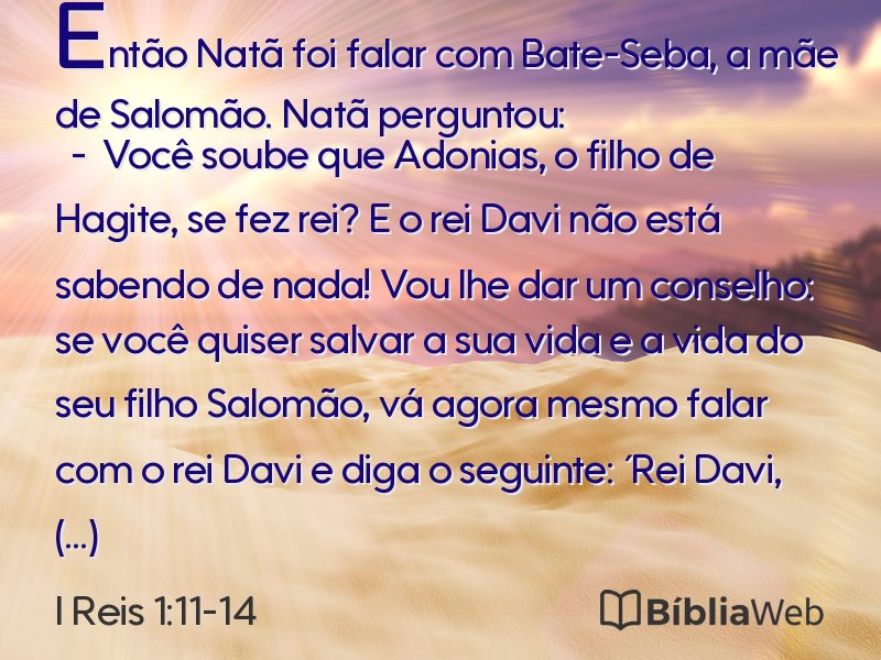 I Reis 1:11-14 em imagem para compartilhar