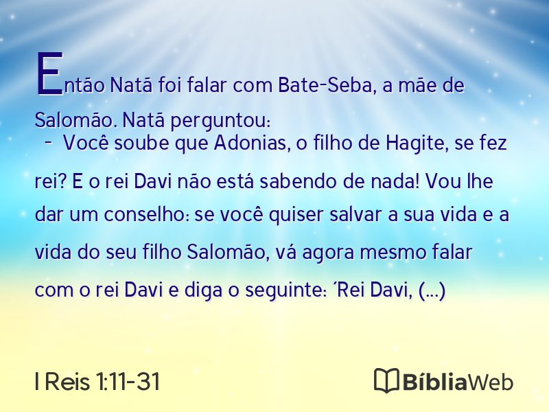 I Reis 1:11-31 em imagem para compartilhar