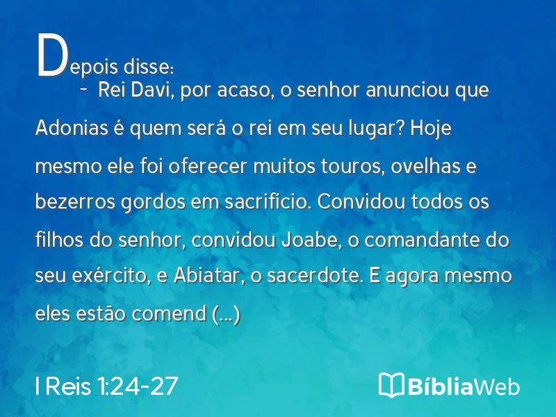 I Reis 1:24-27 em imagem para compartilhar