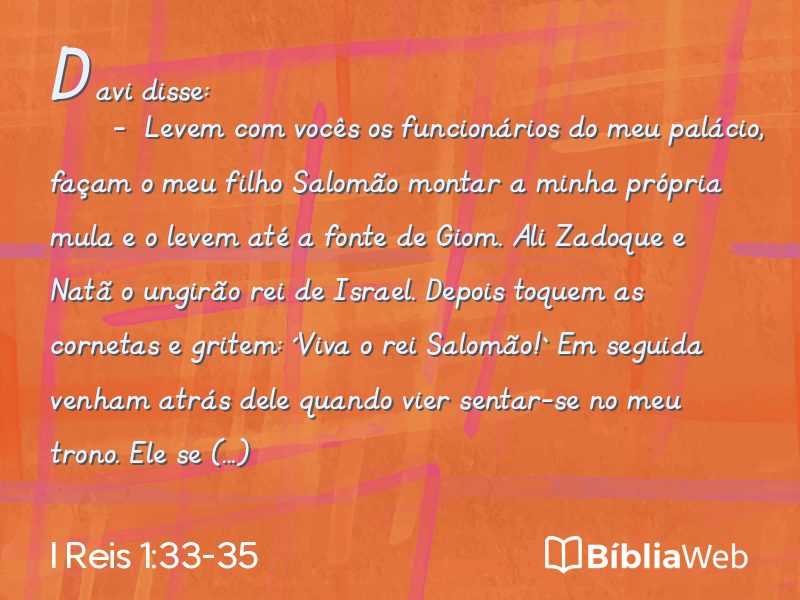 I Reis 1:33-35 em imagem para compartilhar