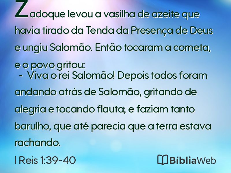 I Reis 1:39-40 em imagem para compartilhar