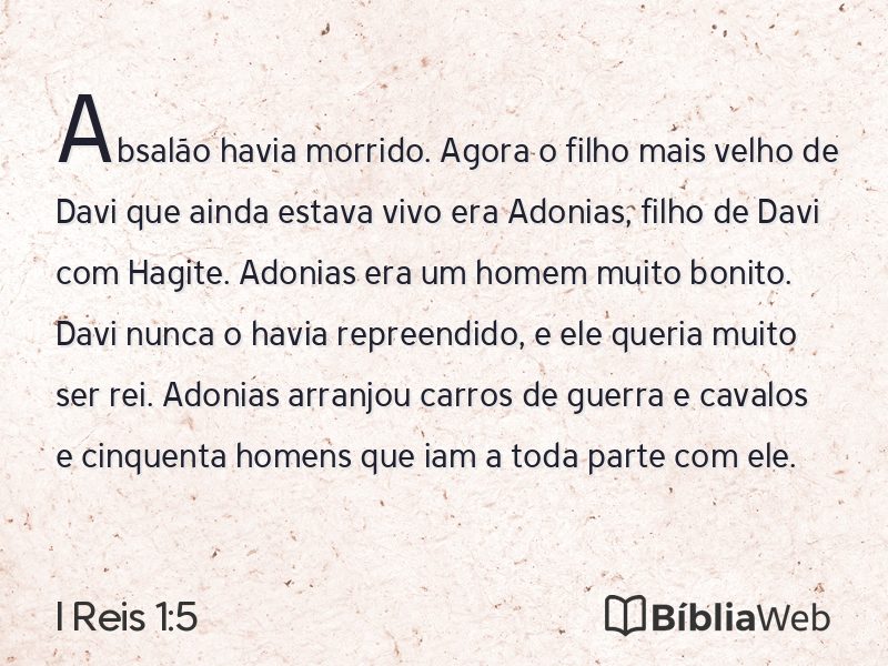 I Reis 1:5 em imagem para compartilhar
