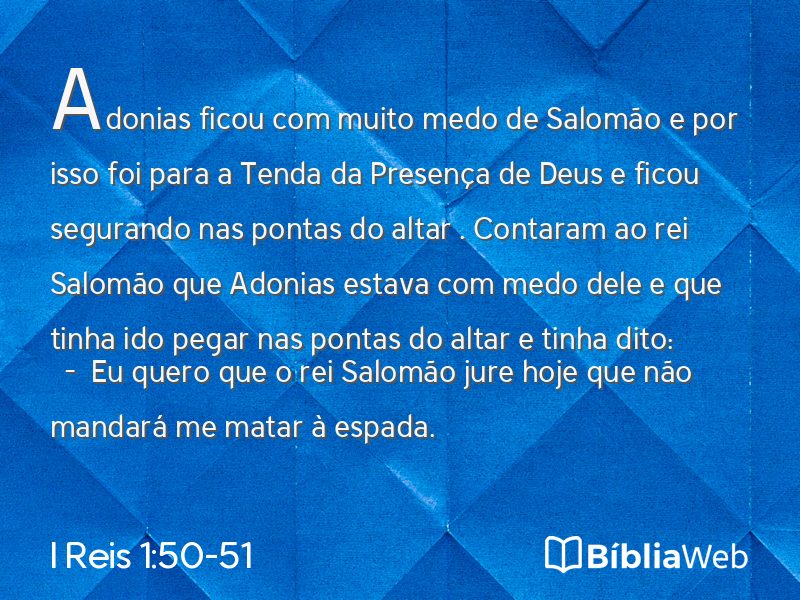 I Reis 1:50-51 em imagem para compartilhar