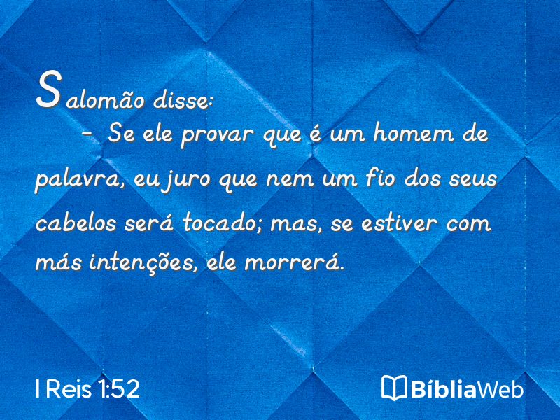I Reis 1:52 em imagem para compartilhar