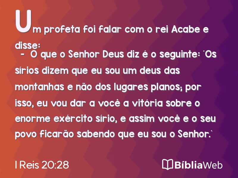 I Reis 20:28 em imagem para compartilhar