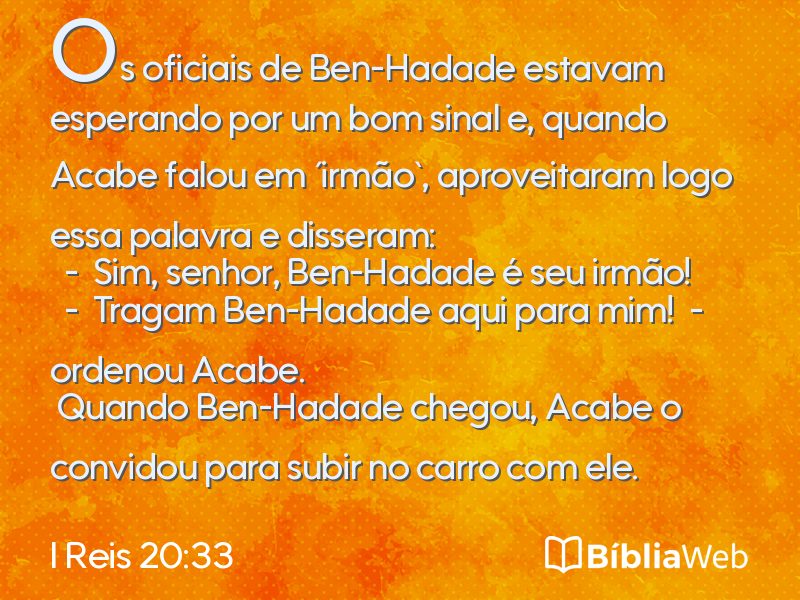 I Reis 20:33 em imagem para compartilhar