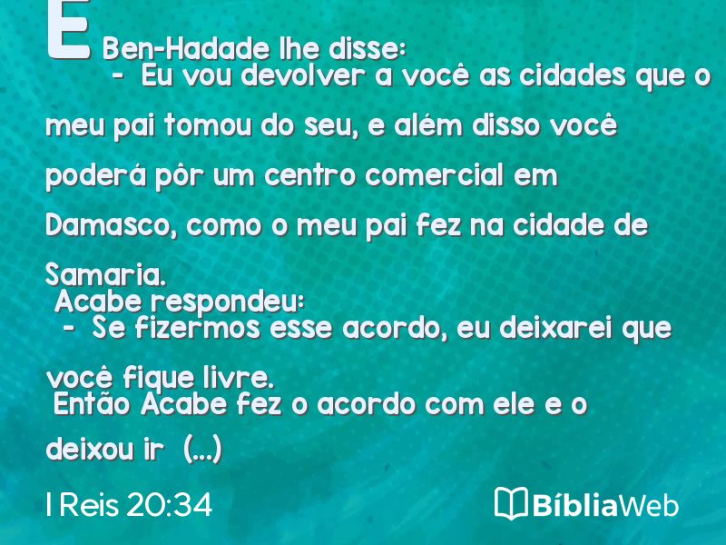I Reis 20:34 em imagem para compartilhar