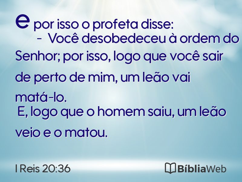 I Reis 20:36 em imagem para compartilhar