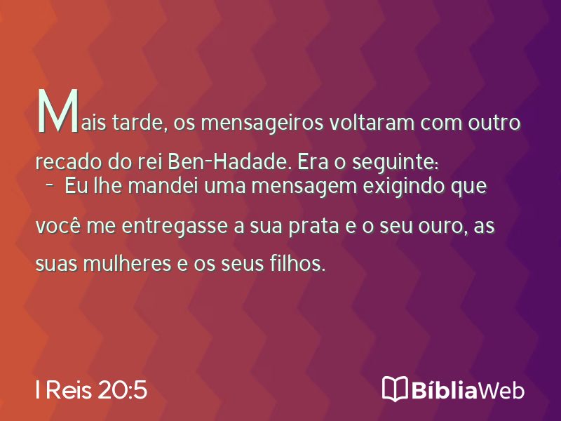 I Reis 20:5 em imagem para compartilhar