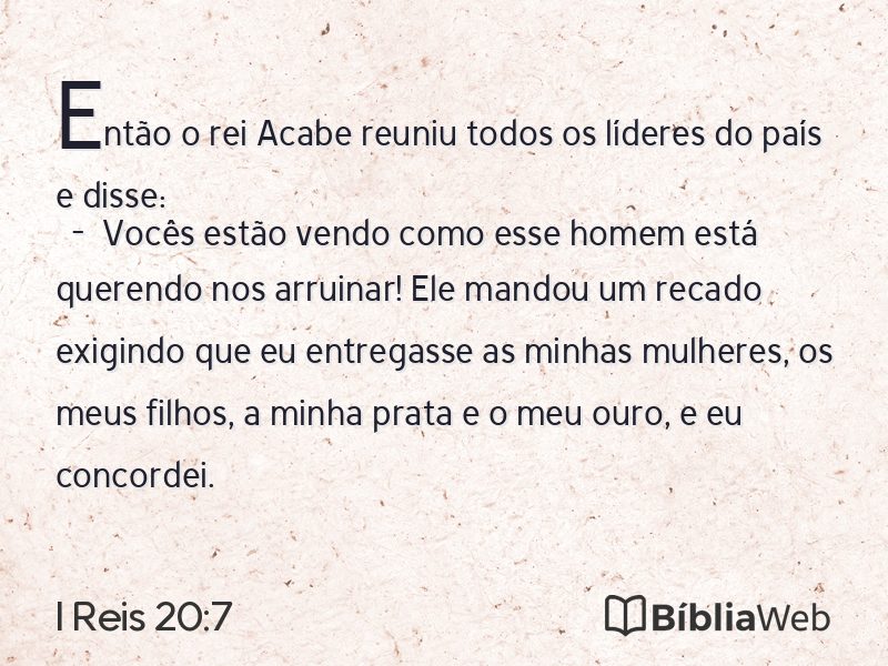 I Reis 20:7 em imagem para compartilhar