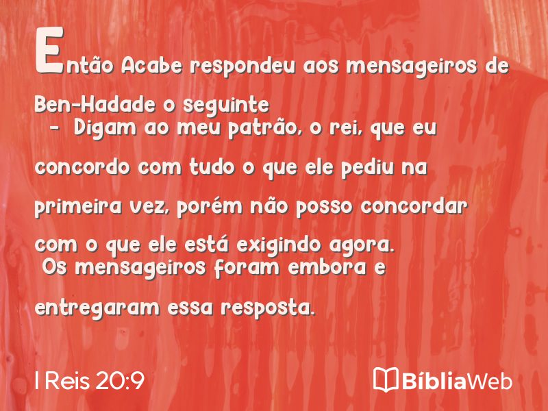I Reis 20:9 em imagem para compartilhar