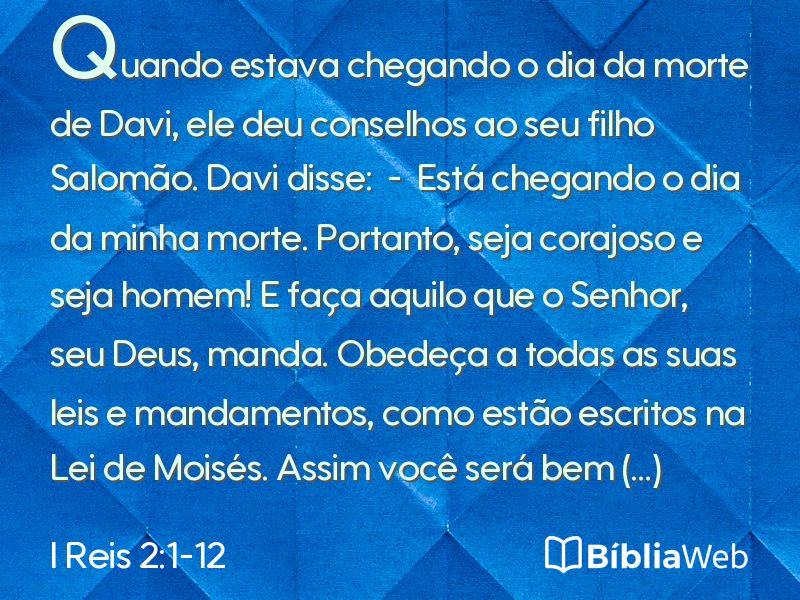 I Reis 2:1-12 em imagem para compartilhar