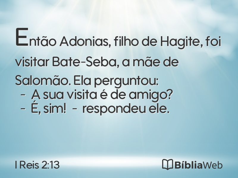 I Reis 2:13 em imagem para compartilhar