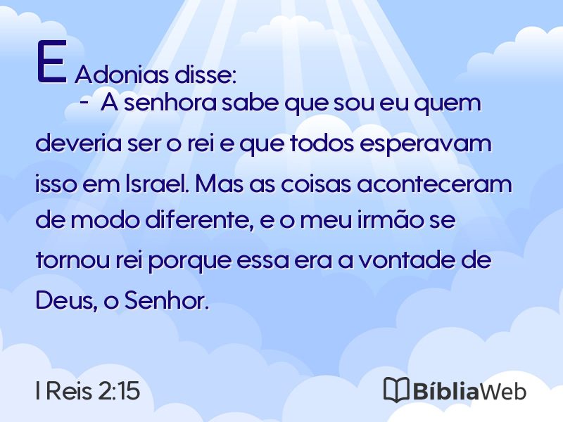 I Reis 2:15 em imagem para compartilhar