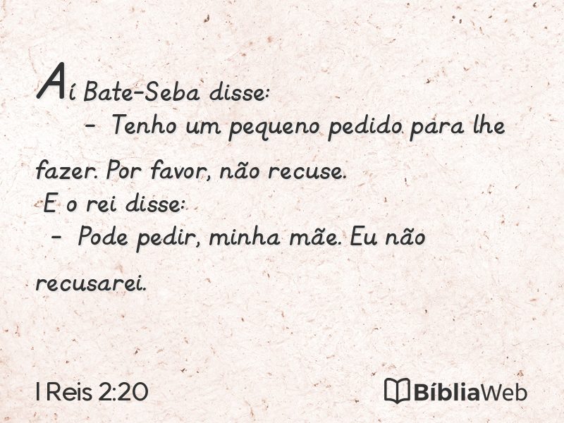 I Reis 2:20 em imagem para compartilhar