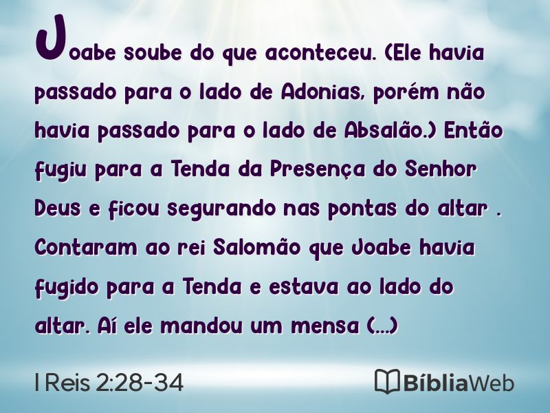 I Reis 2:28-34 em imagem para compartilhar
