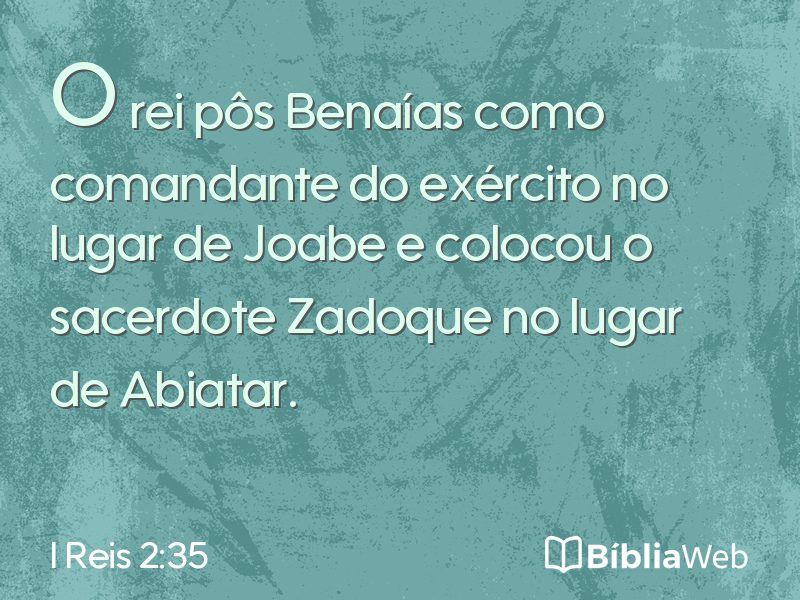 I Reis 2:35 em imagem para compartilhar