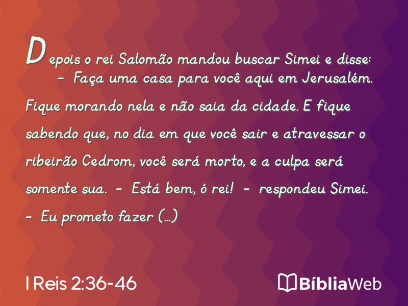 I Reis 2:36-46 em imagem para compartilhar