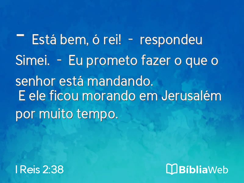 I Reis 2:38 em imagem para compartilhar