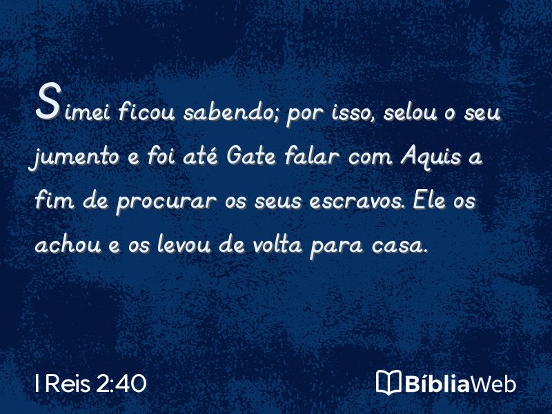 I Reis 2:40 em imagem para compartilhar