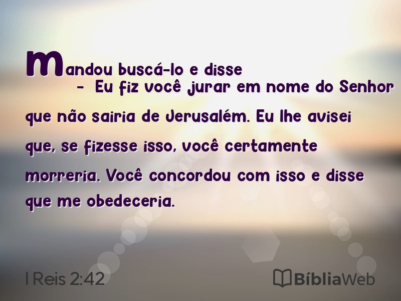 I Reis 2:42 em imagem para compartilhar