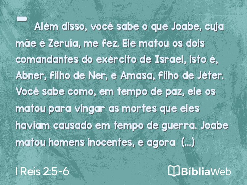 I Reis 2:5-6 em imagem para compartilhar