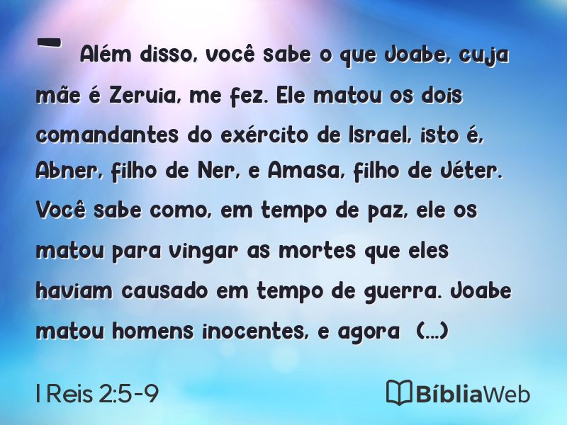 I Reis 2:5-9 em imagem para compartilhar