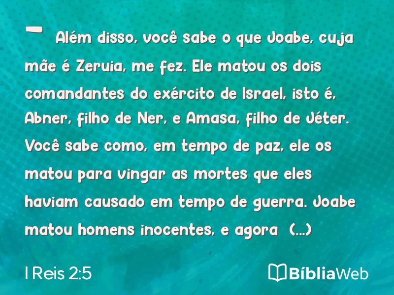 I Reis 2:5 em imagem para compartilhar