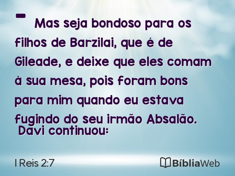 I Reis 2:7 em imagem para compartilhar