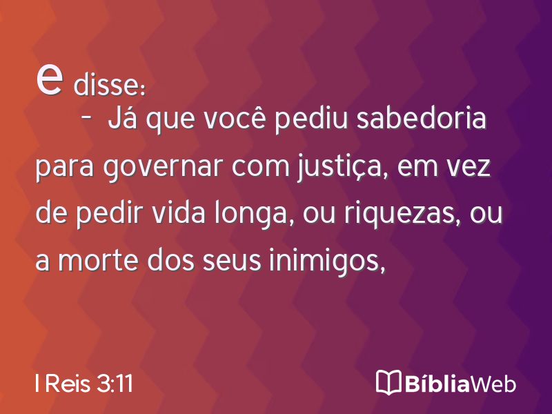 I Reis 3:11 em imagem para compartilhar