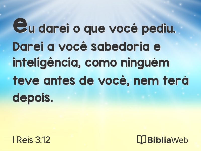 I Reis 3:12 em imagem para compartilhar