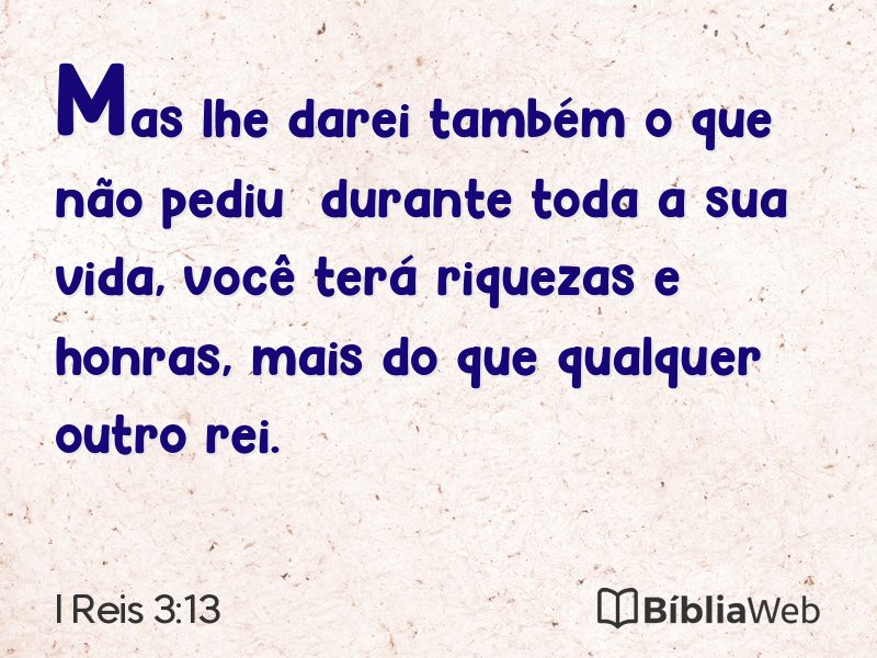 I Reis 3:13 em imagem para compartilhar