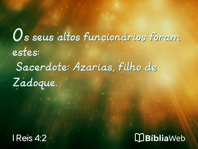 I Reis 4:2 em imagem para compartilhar