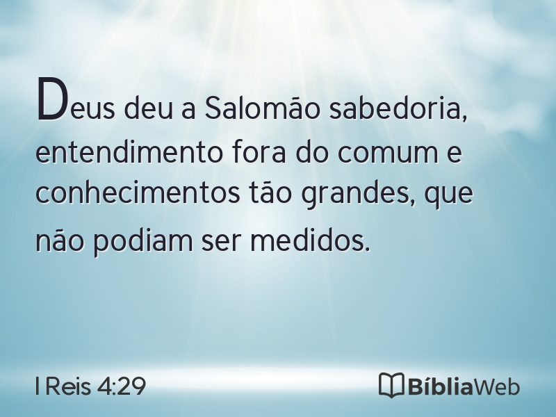 I Reis 4:29 em imagem para compartilhar