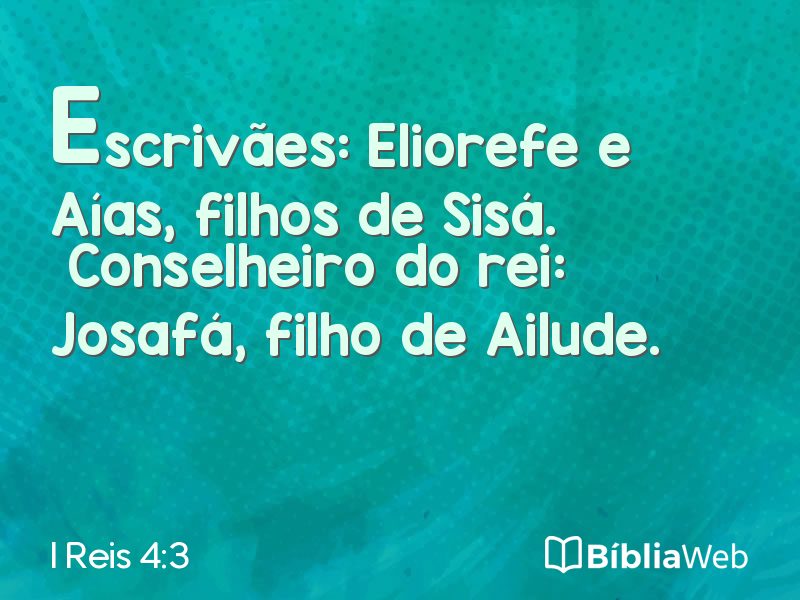 I Reis 4:3 em imagem para compartilhar