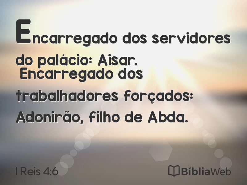 I Reis 4:6 em imagem para compartilhar
