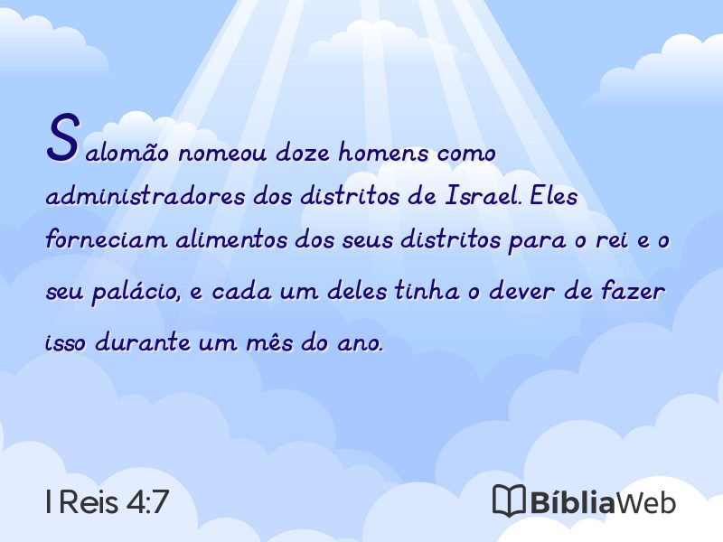 I Reis 4:7 em imagem para compartilhar