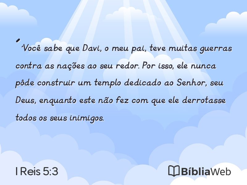 I Reis 5:3 em imagem para compartilhar