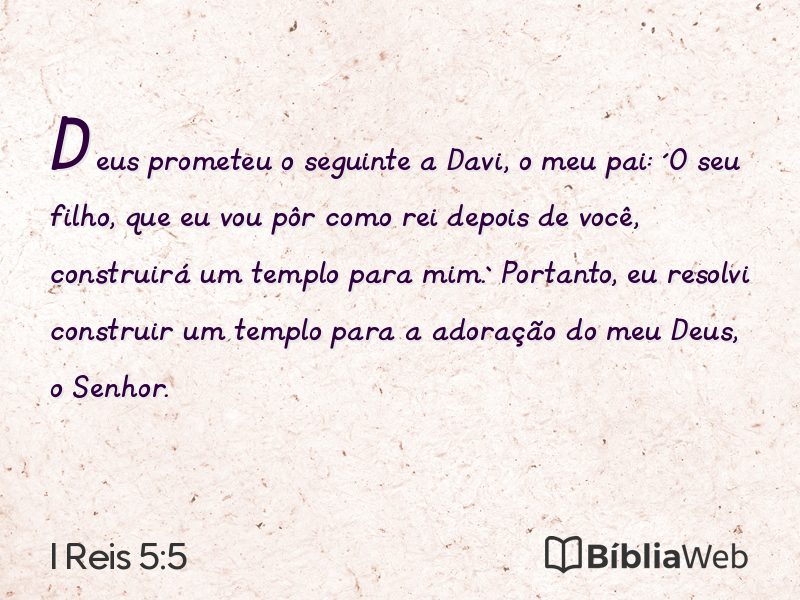 I Reis 5:5 em imagem para compartilhar