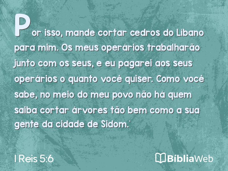 I Reis 5:6 em imagem para compartilhar