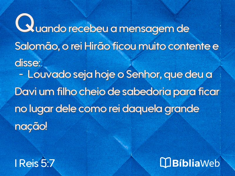I Reis 5:7 em imagem para compartilhar