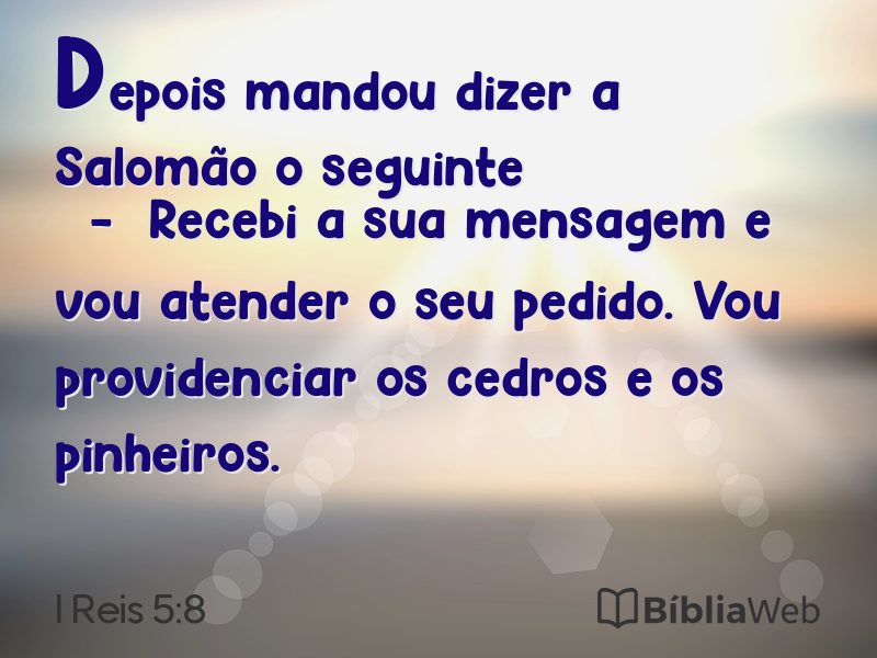 I Reis 5:8 em imagem para compartilhar