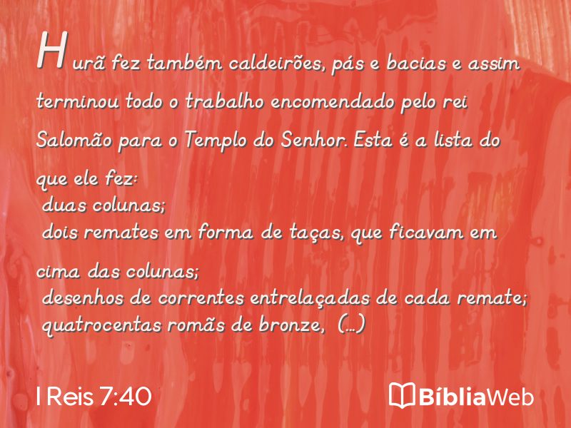I Reis 7:40 em imagem para compartilhar