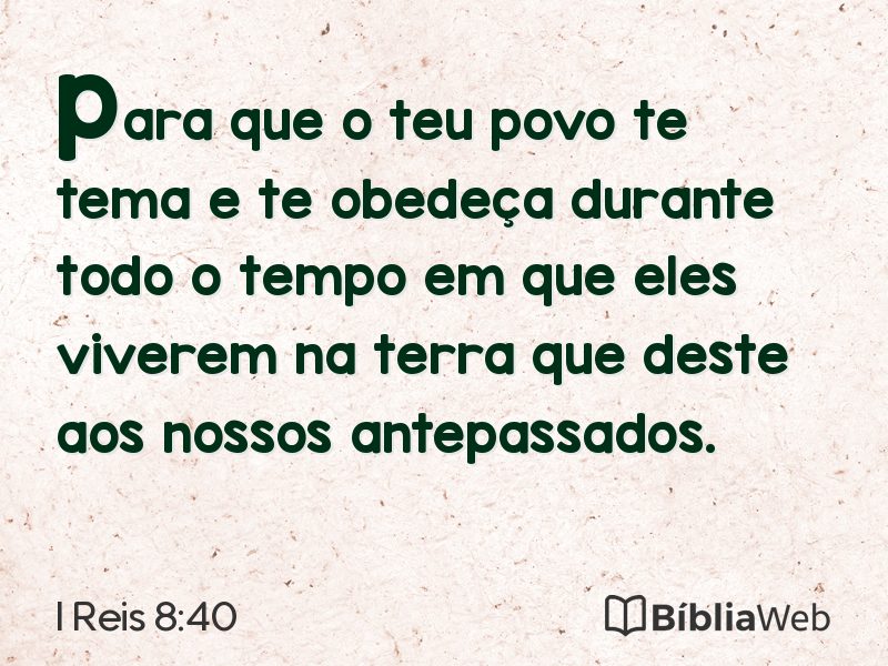 I Reis 8:40 em imagem para compartilhar