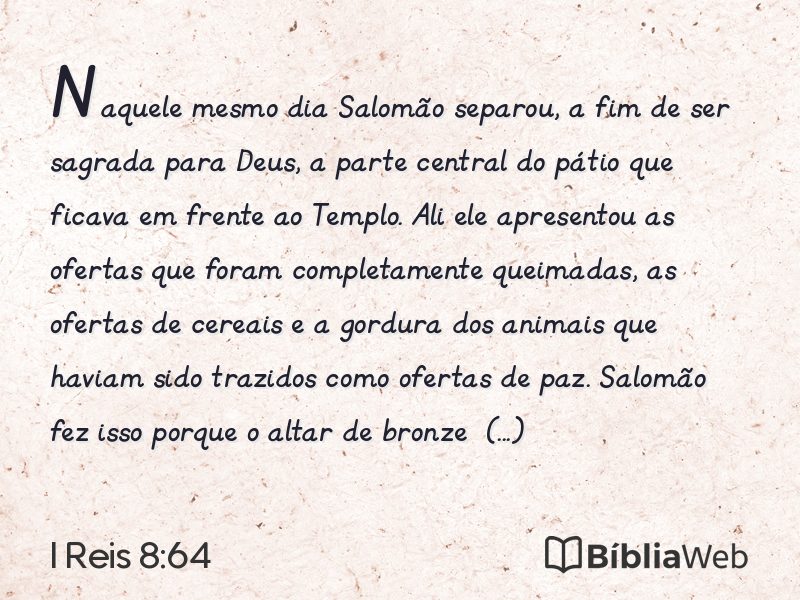 I Reis 8:64 em imagem para compartilhar