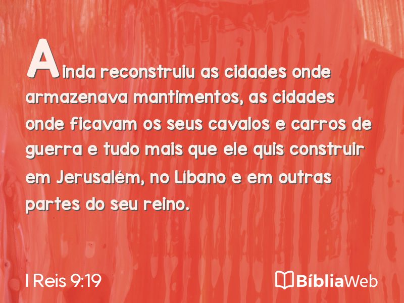 I Reis 9:19 em imagem para compartilhar