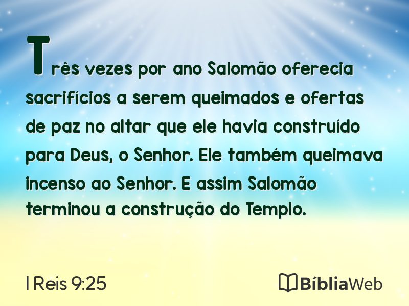 I Reis 9:25 em imagem para compartilhar