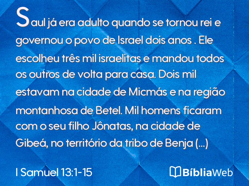 I Samuel 13:1-15 em imagem para compartilhar